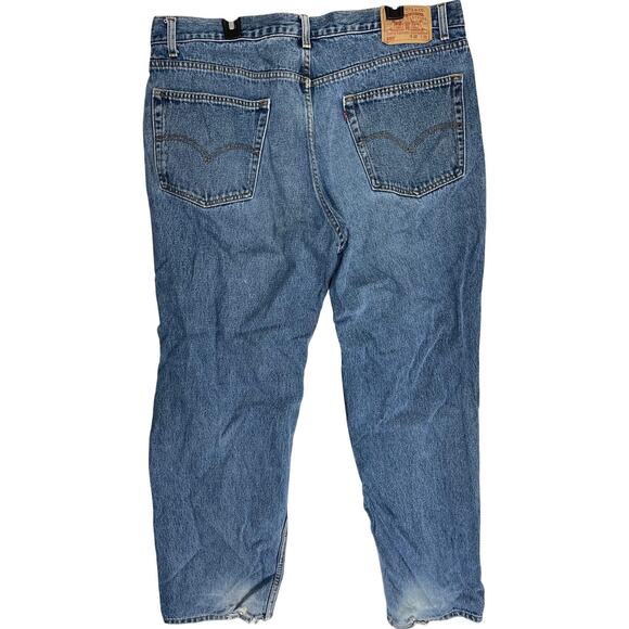 Vintage Y2K Levis 550 Relaxed Jeans 42x30 (40x29.5) Blue 100 Cotton Distress Hem - Picture 2 of 7
